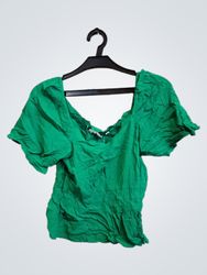 Naf Naf Green Puff Sleeve Top