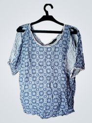 Dorothy Perkins Blau Gemusterte Cold Shoulder Blus..