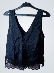 Etam Black Lace Trim Cami Top