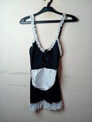 Black Maid Costume with White Lace Trim