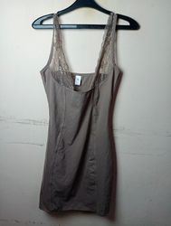 GINA BENOTTI Women's Brown Lace Trim Slip Dress