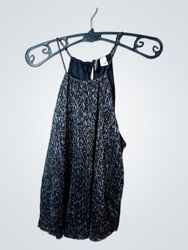 Divided Black Sparkly Halter Top