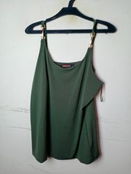 BLIND DATE Olive Green Spaghetti Strap Top