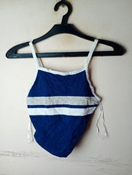 Blue Striped Crop Top