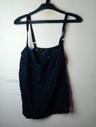 Mango Basics Black Lace Cami Top