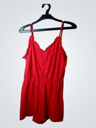 Red Ruffle Strap Romper