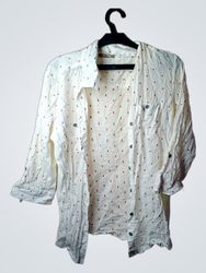 Orsay White Red Polka Dot Long Sleeve Shirt