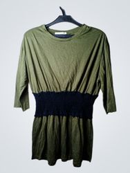 Blu deise Women's Green Dress with Black Smocked W..