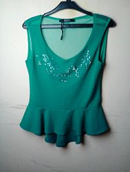 Sister's Green Beaded Peplum Top