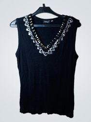 Schwarzes ärmelloses Top mit Pailletten