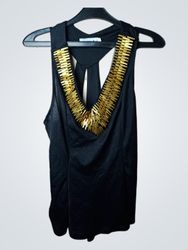 Black Tank Top with Gold Embellishment