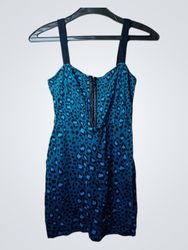 Geteiltes Leopardenmuster Mini Kleid