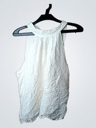 Morgan De Toi White Eyelet Halter Top