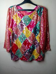 Sequin Patchwork Blouse