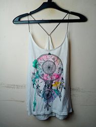 White tank top with dreamcatcher graphic