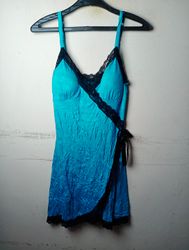 Blue Lace Trim Camisole Dress
