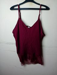 GINA BENOTTI Burgundy Lace Trim Cami Top