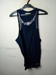 Hollister Navy Blue Embellished Tank Top