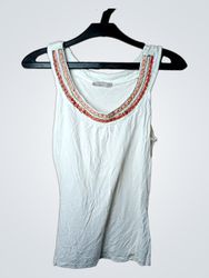 orsay weißes Trägershirt mit besetztem Halsausschn..