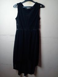 Black sleeveless dress with lace detail