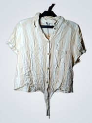 Hollister Striped Tie-Front Button-Up Shirt