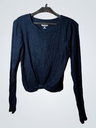 Hollister Ribbed Twist-Front Long-Sleeve Top
