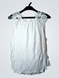 H&M White Lace Shoulder Tank Top