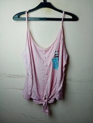 Jean Pascale Pink Cami with Panda Pocket Detail