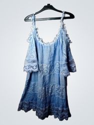 Blue Lace Trim Dress