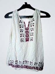 White Sleeveless Top with Embroidery