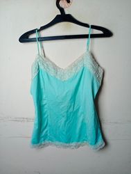 Turquoise camisole with lace trim