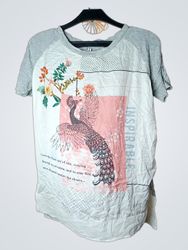Stradivarius T‑Shirt mit Pfauenmotiv