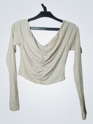 NA-KD Ribbed Ruched Long Sleeve Top
