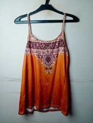 Orange Camisole with Patterned Neckline