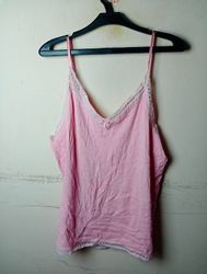 Pink Camisole with Lace Trim