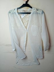 Cache Cache White Lace Back Blouse