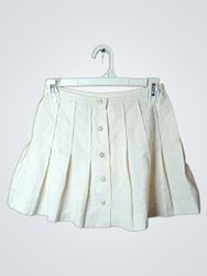 White Pleated Skirt with Buttons