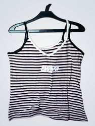 Gestreiftes Tanktop mit Blumenapplikation