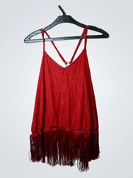 Rotes Fransen-Tanktop