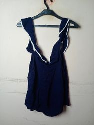 Navy blue ruffled camisole