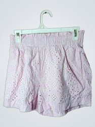 Pink Striped Eyelet Shorts