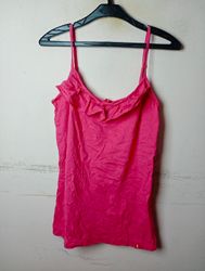Rosa Spaghettiträger-Camisole mit Rüschendetail