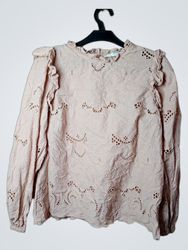 Blusa rosa em broderie anglaise