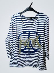 GINA BENOTTI Striped Long Sleeve T-Shirt with "LIV..