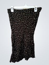 Brown floral print strapless top