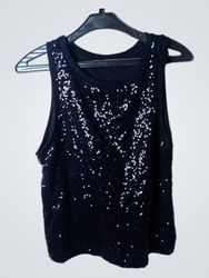 Top smanicato nero con paillettes da donna Esmara