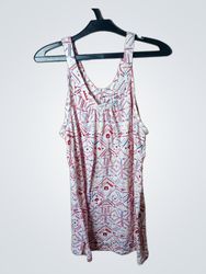 White Tank Top with Geometric Pattern