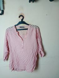 Atmosphere Pink Lace Back Blouse