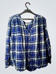 Yessica Camicia a quadri blu con bottoni