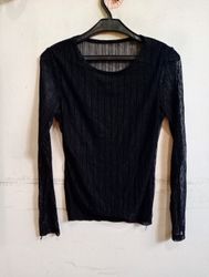 Black Long Sleeve Sheer Top